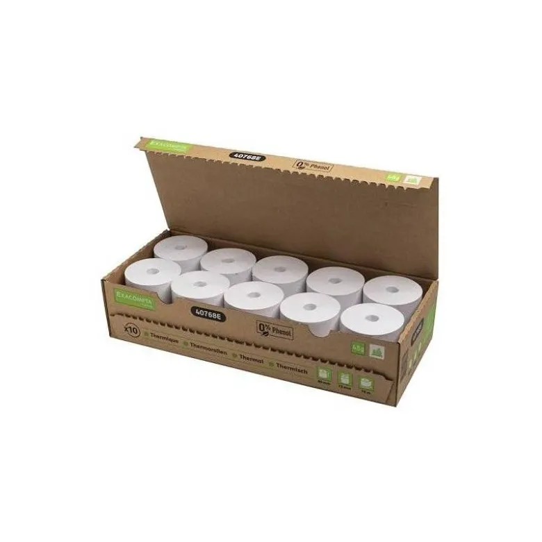 ROLLO SUMADORA EXACOMPTA TERMICO 80 X 80 MM 48 G/M2 SIN BISFENOL A NI PLASTICO