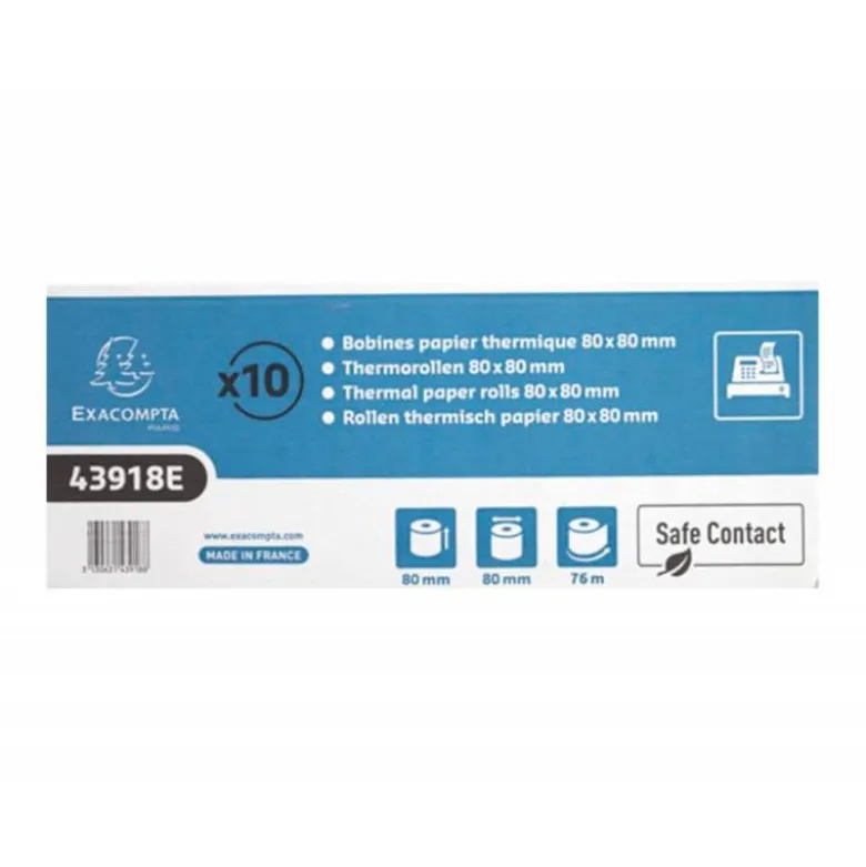 ROLLO SUMADORA EXACOMPTA SAFE CONTACT TERMICO 80 MM X 80 MM 52 G/M2