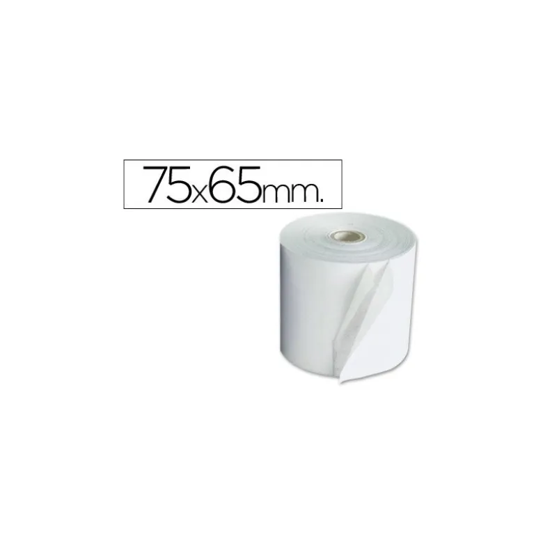 Rollo sumadora q-connect electro 75 mm ancho x 65 mm diametro copiativo con 2 hojas