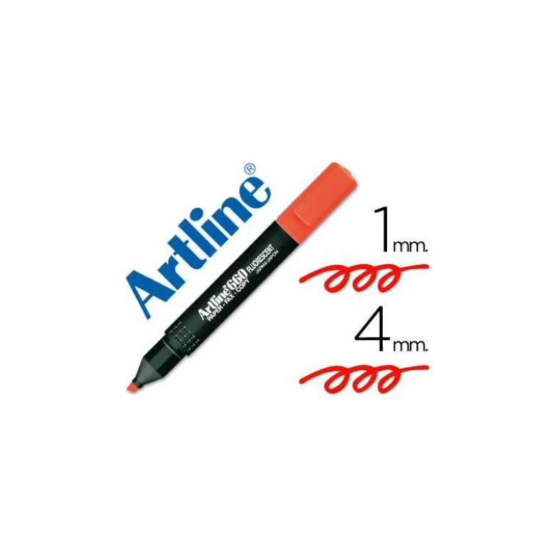 Rotulador Artline fluorescente EK-660 punta biselada rojo