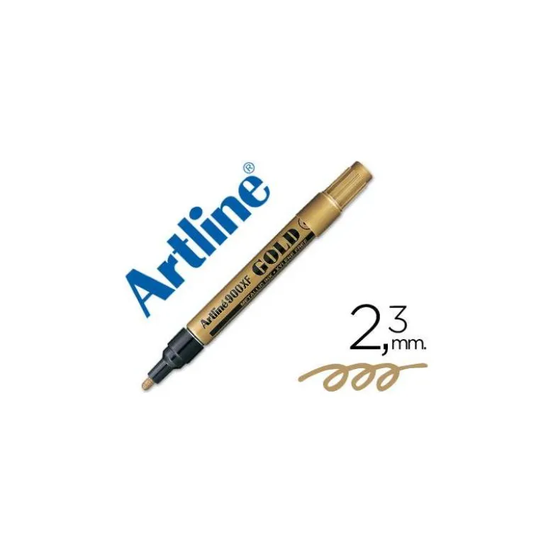 Rotulador Artline marcador permanente tinta metalica EK-900 oro punta redonda 2.3 mm.