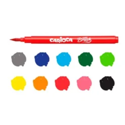 ROTULADOR CARIOCA SUPER BRUSH CAJA DE 10 UNIDADES COLORES SURTIDOS