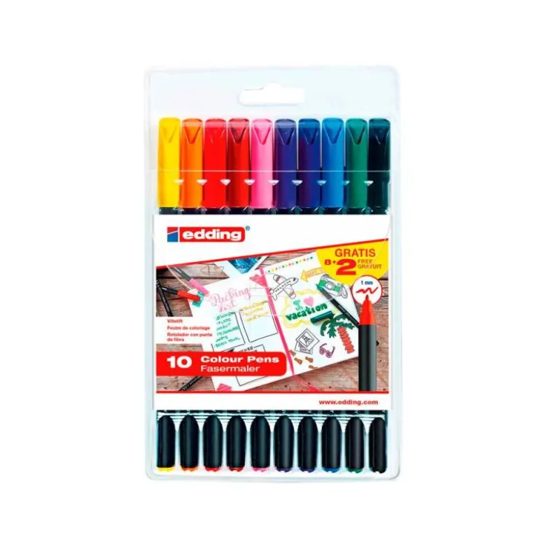 Rotulador Edding 1200 Caja de 10 Rotuladores de colores variados