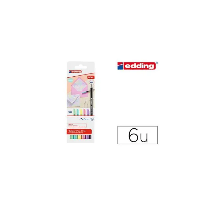 ROTULADOR EDDING PUNTA FIBRA 1200 PASTEL PUNTA REDONDA 1 MM ESTUCHE DE 6 UNIDADES COLORES SURTIDOS