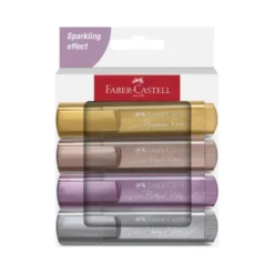 ROTULADOR FABER FLUORESCENTE TEXLINER 46 COLOR METALICO ESTUCHE 4 UNIDADES COLORES SURTIDOS