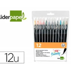 Rotulador Liderpapel Punta Pincel caja de 12 colores