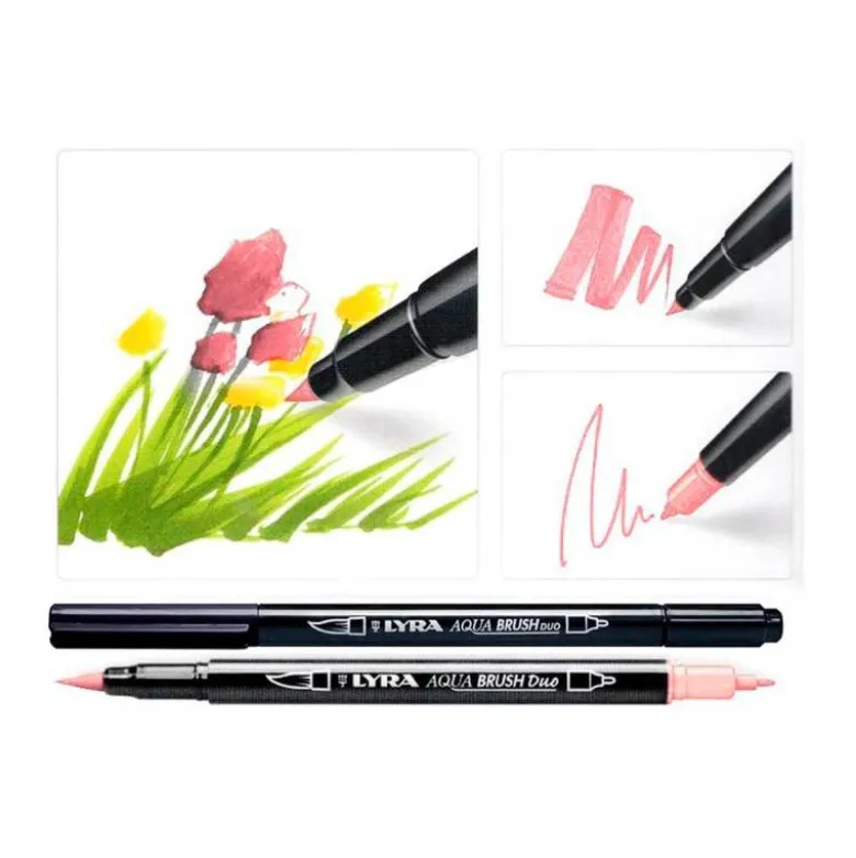 ROTULADOR LYRA AQUA BRUSH ACUARELABLE DOBLE PUNTA Y PINCEL TONOS PASTEL BLISTER DE 6 UNIDADES SURTIDAS