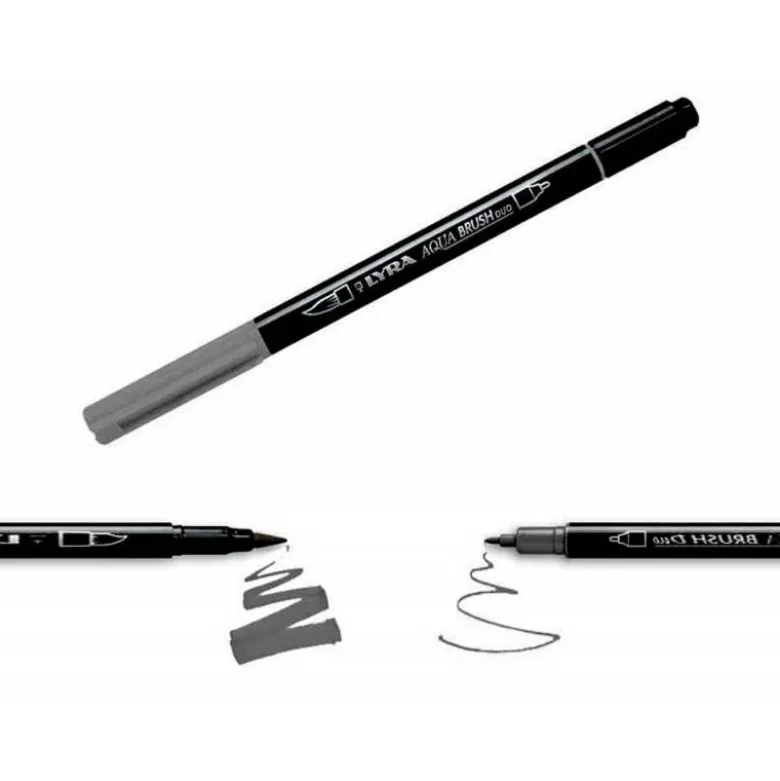 ROTULADOR LYRA AQUA BRUSH ACUARELABLE DOBLE PUNTA Y PINCEL TONOS GRISES BLISTER DE 6 UNIDADES SURTIDAS
