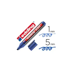 Rotulador permanente Edding 330 color azul punta biselada 1-5mm recargable