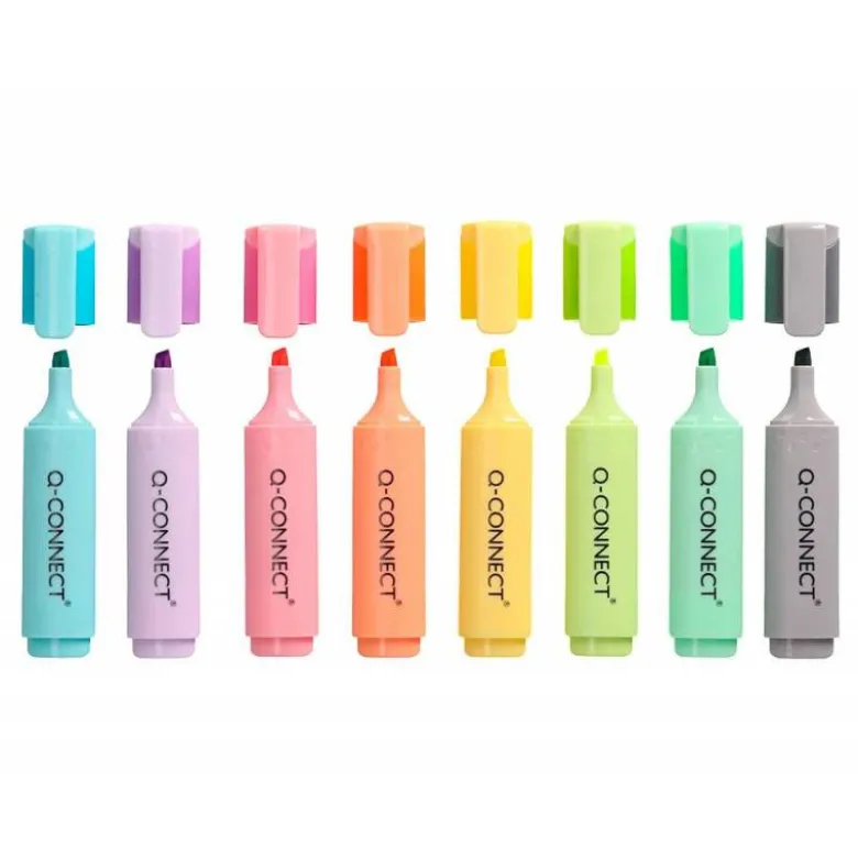 ROTULADOR Q-CONNECT FLUORESCENTE PASTEL PUNTA BISELADA 8 COLORES SURTIDOS