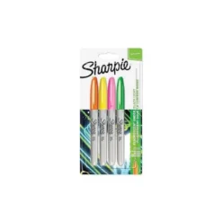 ROTULADOR SHARPIE PERMANENTE FINO NEON BRILLA BAJO LUZ UV BLISTER DE 4 UNIDADES COLORES SURTIDOS
