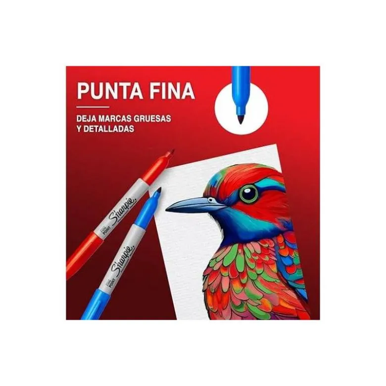 Rotulador Sharpie Permanente Color Negro Punta fina Caja 12 unidades
