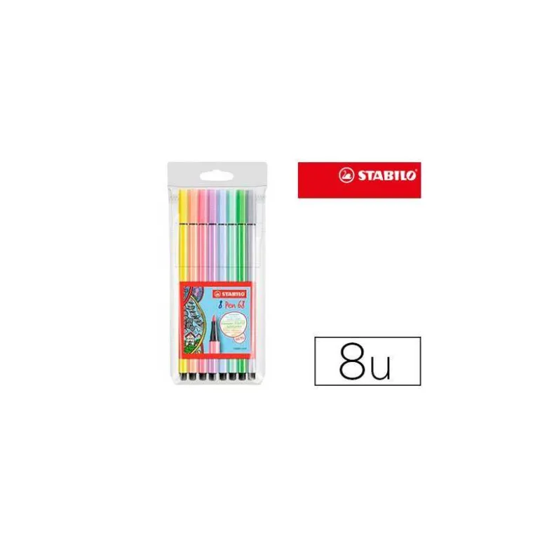 Rotulador Stabilo Acuarelable Pen 68 Estuche de 8 Colores Pastel