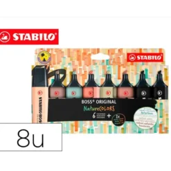 ROTULADOR STABILO BOSS PASTEL FLUORESCENTE 70 NATURE COLORS ESTUCHE DE 8 UNIDADES COLORES SURTIDOS