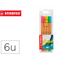 Rotulador Stabilo Point 88 Pack 6 Colores surtidos Neon