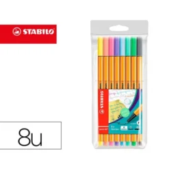 Rotulador Stabilo Punta Fibra Point 88 Estuche de 8 Colores Pastel