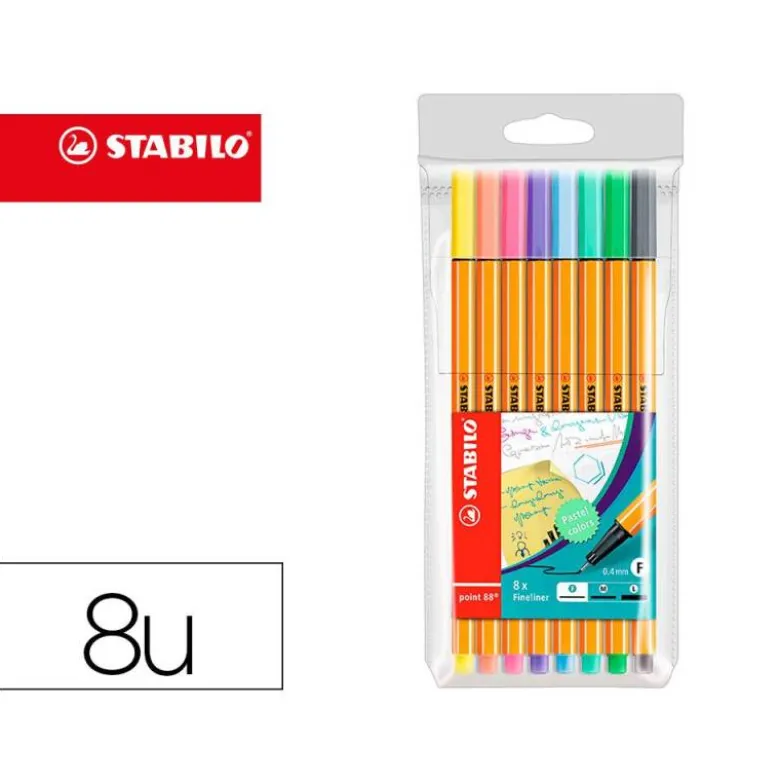 Rotulador Stabilo Punta Fibra Point 88 Estuche de 8 Colores Pastel