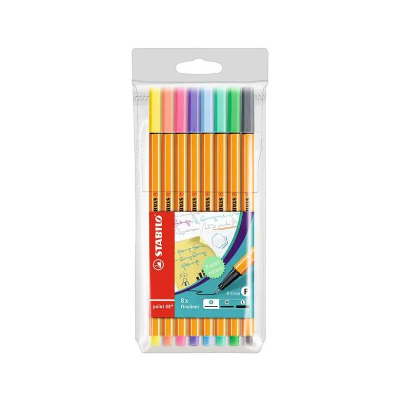 Rotulador Stabilo Punta Fibra Point 88 Estuche de 8 Colores Pastel
