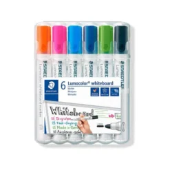 ROTULADOR STAEDTLER LUMOCOLOR 351 PARA PIZARRA BLANCA PUNTA REDONDA 2 MM RECARGABLE ESTUCHE 6 UNIDADES COLORES