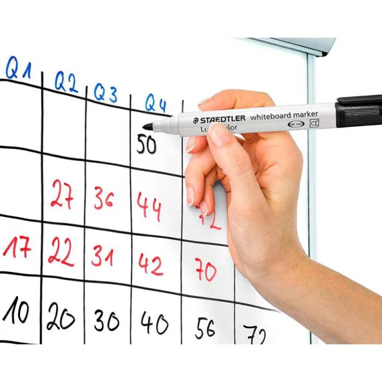 ROTULADOR STAEDTLER LUMOCOLOR 351 PARA PIZARRA BLANCA PUNTA REDONDA 2 MM RECARGABLE ESTUCHE 6 UNIDADES COLORES