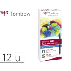 Rotulador Tombow Acuarelable Doble Punta Pincel Estuche de 12 Colores Primarios