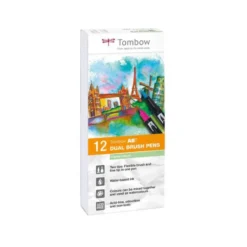 Rotulador Tombow Acuarelable Doble Punta Pincel Estuche de 12 Colores Pastel