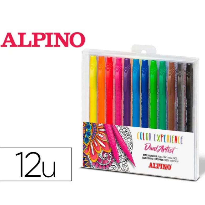 ROTULADOR ALPINO DUAL ARTIST COLOR EXPERIENCE ESTUCHE DE 12 UNIDADES COLORES SURTIDOS