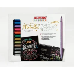 ROTULADOR ALPINO METALLIC LETTERING DOBLE PUNTA ESTUCHE DE 12 UNIDADES COLORES SURTIDOS