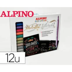 ROTULADOR ALPINO METALLIC LETTERING DOBLE PUNTA ESTUCHE DE 12 UNIDADES COLORES SURTIDOS