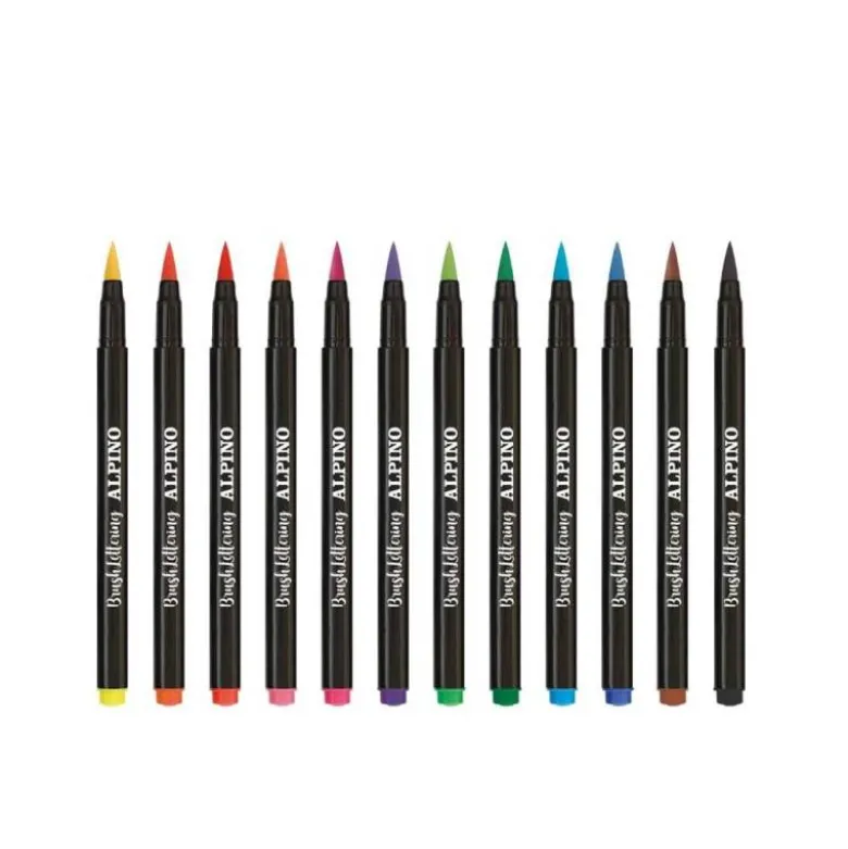 ROTULADOR ALPINO PUNTA DE PINCEL LETTERING ESTUCHE DE 12 UNIDADES COLORES SURTIDOS