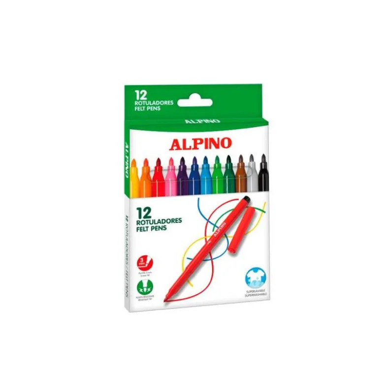 ROTULADOR ALPINO STANDARD LOTE 12 CAJAS 12 COLORES SURTIDOS + 6 CAJAS 24 COLORES SURTIDOS (3 GRATIS)
