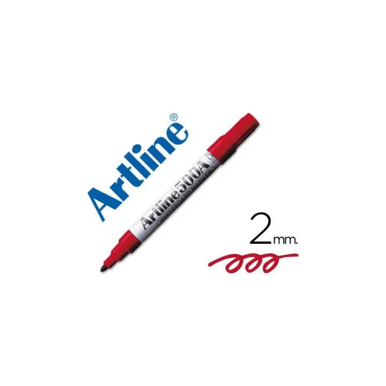 Rotulador Artline EK-500 punta redonda 2 mm recargable rojo para pizarra