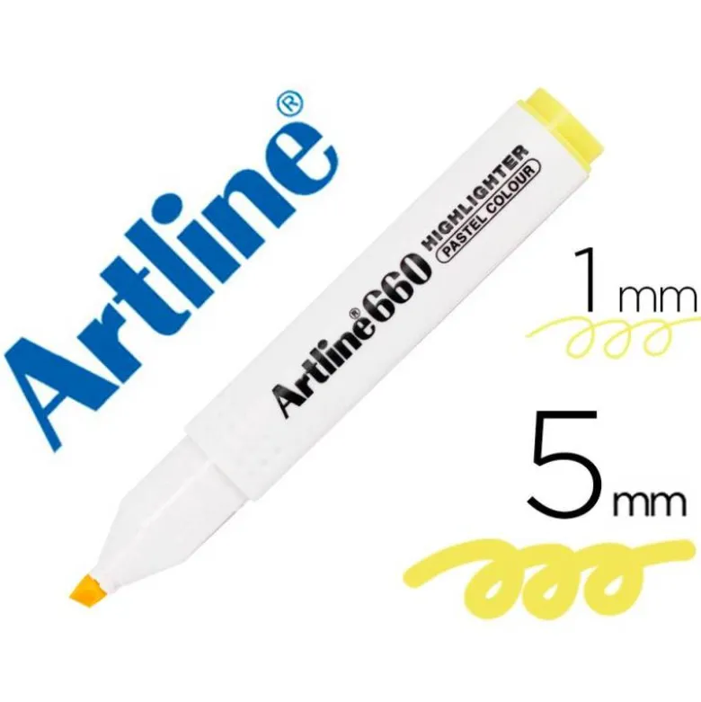 ROTULADOR ARTLINE FLUORESCENTE EK-660 AMARILLO PASTEL PUNTA BISELADA