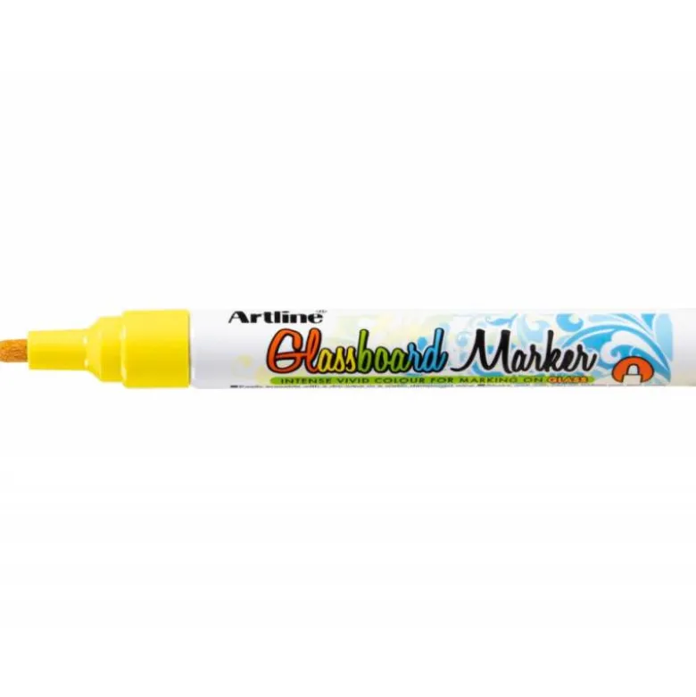 Rotulador Artline Glassboard Marker Especial color Amarillo Fluor para pizarra de cristal