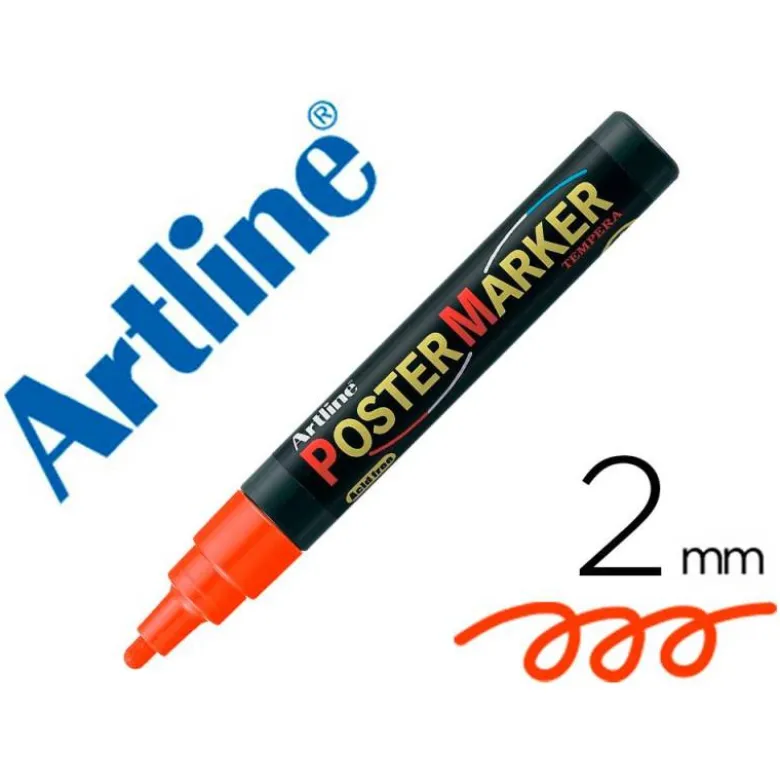 Rotulador Artline Poster Marker EPP-4 Punta Redonda Trazo 2mm Color Naranja Flúor