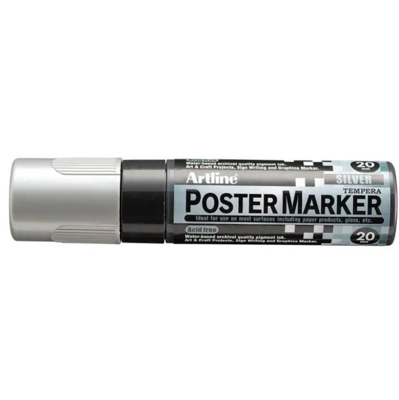 ROTULADOR ARTLINE POSTER MARKER EPP-20 PUNTA RECTANGULAR 20 MM COLOR PLATA