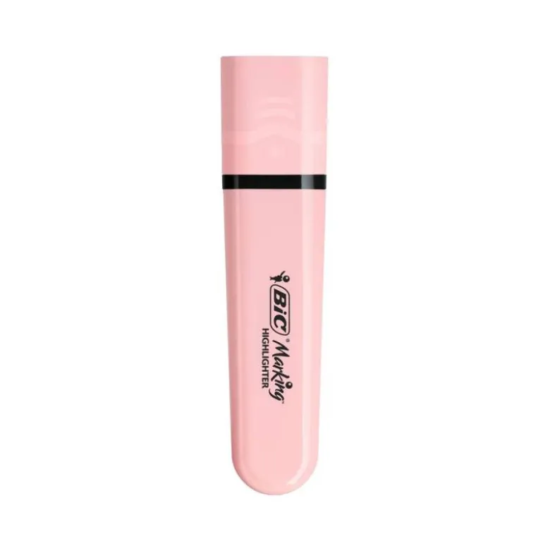 ROTULADOR BIC FLAT FLUORESCENTE ROSA PASTEL CAJA DE 12 UNIDADES