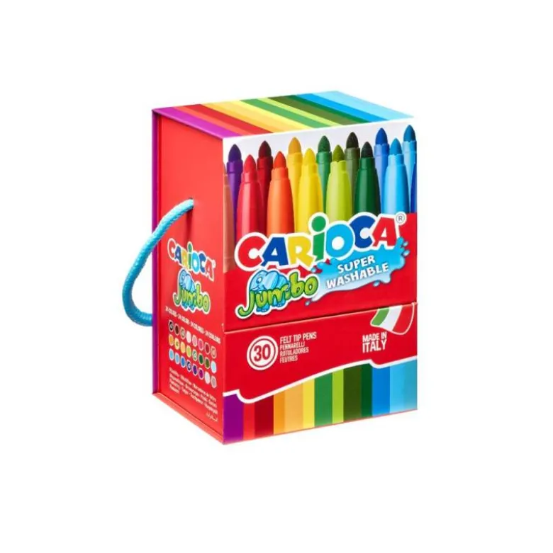 ROTULADOR CARIOCA JUMBO CAJA PREMIUM CON ASA 30 UNIDADES COLORES SURTIDOS