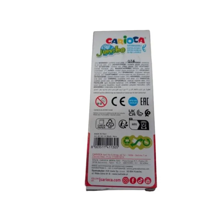 ROTULADOR CARIOCA JUMBO LAVABLE NEGRO PUNTA GRUESA 6 MM