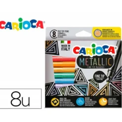 ROTULADOR CARIOCA METALLIC PUNTA FINA CAJA DE 8 COLORES SURTIDOS