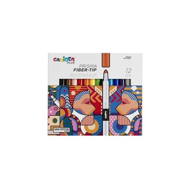ROTULADOR CARIOCA PLUS PRISMA FIBER-TIP DE PUNTA DE FIBRA CAJA DE 12 UNIDADES COLORES SURTIDOS