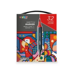 ROTULADOR CARIOCA PLUS SKETCH MARKER DOBLE PUNTA PINCEL Y BISELADA CAJA PREMIUM 32 UNIDADES COLORES SURTIDOS