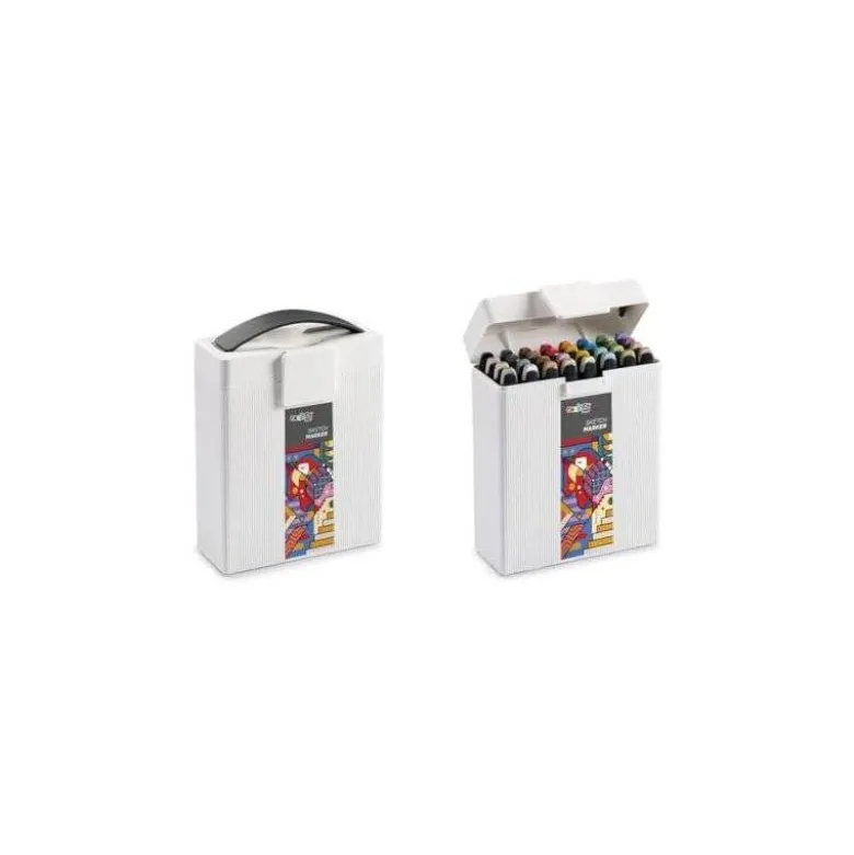 ROTULADOR CARIOCA PLUS SKETCH MARKER DOBLE PUNTA PINCEL Y BISELADA CAJA PREMIUM 32 UNIDADES COLORES SURTIDOS