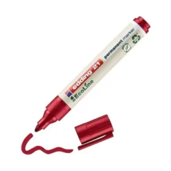 ROTULADOR EDDING 21 MARCADOR PERMANENTE ECOLINE 90% RECICLADO COLOR ROJO PUNTA REDONDA 1,5-3 MM RECARGABLE