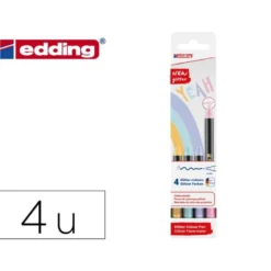 ROTULADOR EDDING PUNTA FIBRA 1200 PUNTA REDONDA 0,5 MM GLITTER PASTEL CAJA DE 4 UNIDADES COLORES SURTIDOS