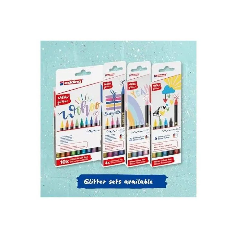 ROTULADOR EDDING PUNTA FIBRA 1200 PUNTA REDONDA 0,5 MM GLITTER BASICO CAJA DE 4 UNIDADES COLORES SURTIDOS