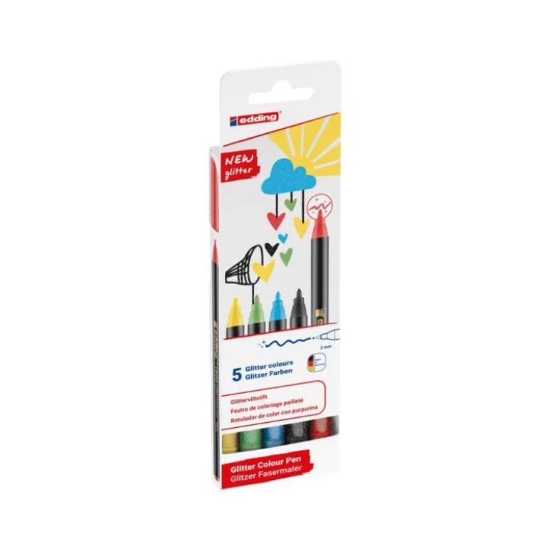 ROTULADOR EDDING PUNTA FIBRA 1200 PUNTA REDONDA 0,5 MM GLITTER BASICO CAJA DE 4 UNIDADES COLORES SURTIDOS