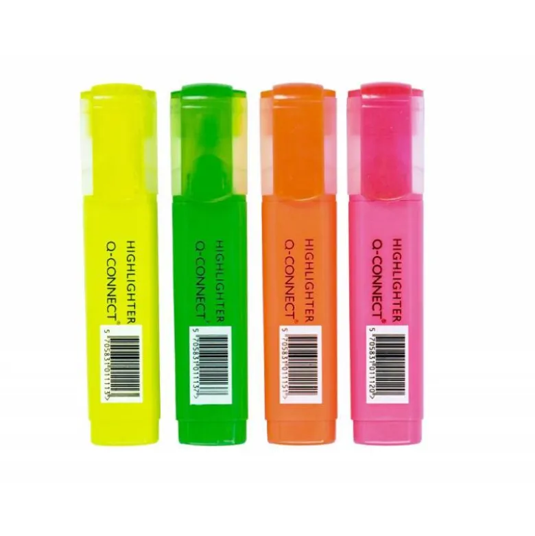 Rotuladores fluorescentes Q-Connect Bolsa 4 colores