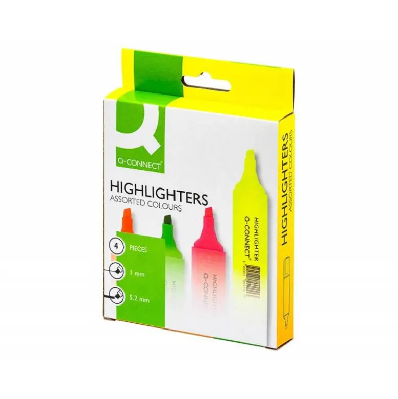 Rotuladores fluorescentes Q-Connect Bolsa 4 colores