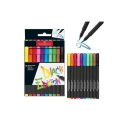 ROTULADOR FABER CASTELL EDICION BLACK PUNTA DE PINCEL CAJA DE 10 UNIDADES COLORES SURTIDOS
